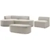 Image de Bobochic canapé d'angle fixe modulable rousseau tissu texturé avec 1 chauffeuse et 1 pouf beige angle gauche ROUSSEAU