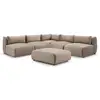 Image de Bobochic canapé d'angle fixe modulable jeanne tissu velours avec 4 chauffeuses, 1 angle et 1 pouf taupe réversible JEANNE