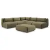 Image de Bobochic canapé d'angle fixe modulable jeanne tissu velours avec 4 chauffeuses, 1 angle et 1 pouf vert réversible JEANNE