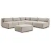 Image de Bobochic canapé d'angle fixe modulable jeanne tissu texturé avec 4 chauffeuses, 1 angle et 1 pouf beige JEANNE