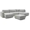 Image de Bobochic canapé panoramique convertible coffre arsene avec pouf gris clair angle gauche ARSENE