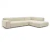 Image de Bobochic canapé d'angle fixe lavena tissu velours beige angle droit LAVENA