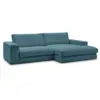 Image de Bobochic canapé d'angle fixe leonard velours côtelé bleu clair angle droit LEONARD