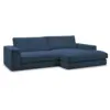 Image de Bobochic canapé d'angle fixe leonard velours côtelé bleu foncé angle droit LEONARD