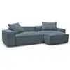 Image de Bobochic canapé d'angle réversible ultra moelleux boheme velours côtelé bleu réversible BOHEME