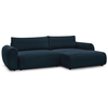 Image de Bobochic canapé d'angle convertible coffre lucien gros côtelé doux bleu foncé angle droit LUCIEN