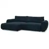 Image de Bobochic canapé d'angle convertible coffre lucien gros côtelé doux bleu foncé angle gauche LUCIEN
