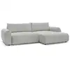 Image de Bobochic canapé d'angle convertible coffre lucien gros côtelé doux gris clair angle droit LUCIEN