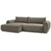 Image de Bobochic canapé d'angle convertible coffre lucien tissu lisse taupe angle gauche LUCIEN