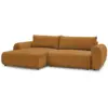 Image de Bobochic canapé d'angle convertible coffre lucien tissu lisse jaune angle gauche LUCIEN