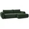 Image de Bobochic canapé d'angle convertible coffre lucien tissu lisse vert angle droit LUCIEN