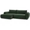 Image de Bobochic canapé d'angle convertible coffre lucien tissu lisse vert angle gauche LUCIEN
