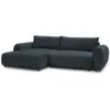 Image de Bobochic canapé d'angle convertible coffre lucien tissu lisse bleu foncé angle gauche LUCIEN