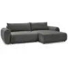 Image de Bobochic canapé d'angle convertible coffre lucien tissu lisse gris foncé angle droit LUCIEN