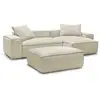 Image de Bobochic canapé d'angle réversible ultra moelleux boheme velours côtelé avec pouf beige réversible BOHEME