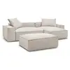 Image de Bobochic canapé d'angle réversible ultra moelleux boheme tissu chiné avec pouf beige réversible BOHEME