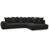Image de Bobochic canapé d'angle fixe everest tissu texturé noir angle droit EVEREST