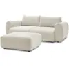 Image de Bobochic canapé droit convertible coffre lucien tissu lisse avec pouf beige LUCIEN