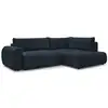 Image de Bobochic canapé d'angle l convertible coffre lucien gros côtelé doux bleu foncé angle droit LUCIEN