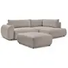 Image de Bobochic canapé d'angle l convertible coffre lucien gros côtelé doux avec pouf taupe angle droit LUCIEN