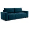 Image de Bobochic canapé droit convertible coffre arsene tissu velours bleu ARSENE