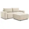 Image de Bobochic canapé droit convertible coffre arsene tissu velours avec pouf beige ARSENE