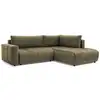 Image de Bobochic canapé d'angle l convertible coffre arsene tissu velours vert angle droit ARSENE