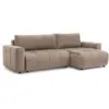 Image de Bobochic canapé d'angle réversible convertible coffre arsene tissu velours taupe ARSENE