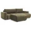 Image de Bobochic canapé d'angle réversible convertible coffre arsene tissu velours avec pouf vert ARSENE