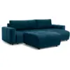 Image de Bobochic canapé d'angle réversible convertible coffre arsene tissu velours avec pouf bleu ARSENE