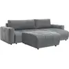 Image de Bobochic canapé d'angle réversible convertible coffre arsene tissu velours avec pouf gris foncé ARSENE