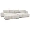 Image de Bobochic canapé d'angle fixe everest tissu texturé avec pouf blanc angle droit EVEREST