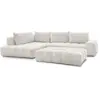 Image de Bobochic canapé d'angle fixe everest tissu texturé avec pouf blanc angle gauche EVEREST