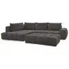 Image de Bobochic canapé d'angle fixe everest tissu texturé avec pouf gris foncé angle gauche EVEREST