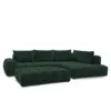 Image de Bobochic canapé d'angle fixe everest tissu texturé avec pouf vert angle droit EVEREST
