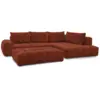 Image de Bobochic canapé d'angle fixe everest tissu texturé avec pouf orange angle droit EVEREST