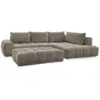 Image de Bobochic canapé d'angle fixe everest tissu texturé avec pouf taupe angle droit EVEREST