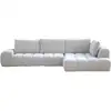 Image de Bobochic canapé d'angle fixe everest tissu texturé avec pouf beige angle droit EVEREST
