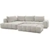 Image de Bobochic canapé d'angle fixe everest tissu texturé avec pouf beige angle gauche EVEREST
