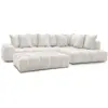 Image de Bobochic canapé d'angle fixe everest tissu texturé avec pouf blanc angle droit EVEREST