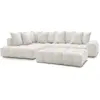 Image de Bobochic canapé d'angle fixe everest tissu texturé avec pouf blanc angle gauche EVEREST