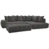 Image de Bobochic canapé d'angle fixe everest tissu texturé avec pouf gris foncé angle droit EVEREST