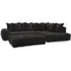 Image de Bobochic canapé d'angle fixe everest tissu texturé avec pouf noir angle droit EVEREST