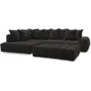 Image de Bobochic canapé d'angle fixe everest tissu texturé avec pouf noir angle gauche EVEREST