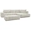Image de Bobochic canapé d'angle fixe everest tissu chiné avec pouf blanc angle droit EVEREST
