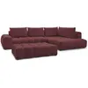 Image de Bobochic canapé d'angle fixe everest tissu chiné avec pouf rouge angle droit EVEREST