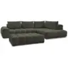 Image de Bobochic canapé d'angle fixe everest tissu chiné avec pouf vert angle droit EVEREST