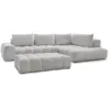 Image de Bobochic canapé d'angle fixe everest tissu chiné avec pouf gris clair angle droit EVEREST