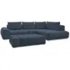 Image de Bobochic canapé d'angle fixe everest tissu chiné avec pouf bleu foncé angle droit EVEREST
