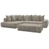 Image de Bobochic canapé d'angle fixe everest tissu chiné avec pouf taupe angle gauche EVEREST